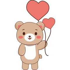 Teddy bear with heart balloons 