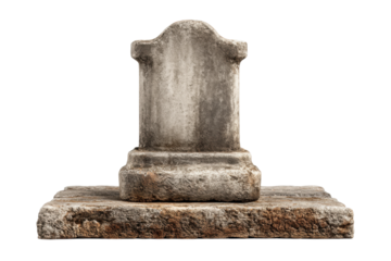 PNG Ancient stone tombstone on pedestal with weathered texture
