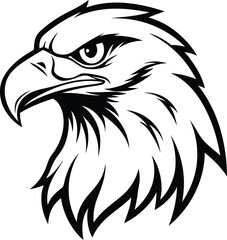  eagle head silhouette, sharp beak, profile view
