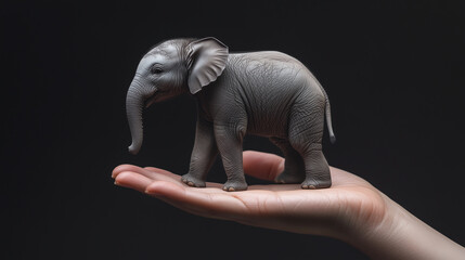 A Tiny Elephant Resting on a Hand
