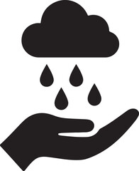 Silhouette of a hand catching clean rainwater, symbolizing water conservation, sustainability, and eco-friendly living.