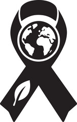 Silhouette of an eco awareness ribbon symbolizing environmental support, green causes, sustainability, and ecological activism in vector format.