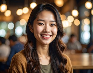 Smiling woman in cafe (2)