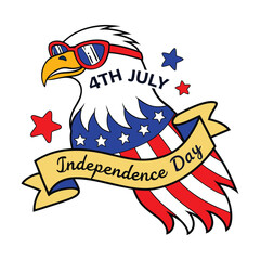 Obraz premium Patriotic bald eagle 4th of July independence day