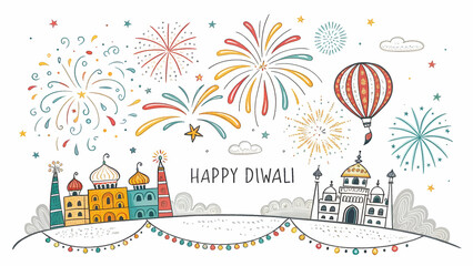 Obraz premium Happy New Year Fireworks Celebration Illustration on white background