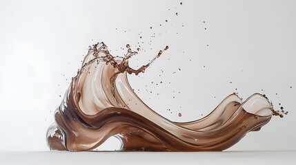 Dynamic Brown Liquid Splash: Capturing Movement and Texture in a Stunning, High-Speed Photographic Composition Against a Clean Background.