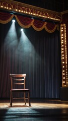Empty Stage with Spotlight Comedy Show Setting, Theater, Performance Backdrop