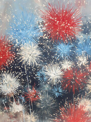 Vintage Independence Day Print with Patriotic Fireworks