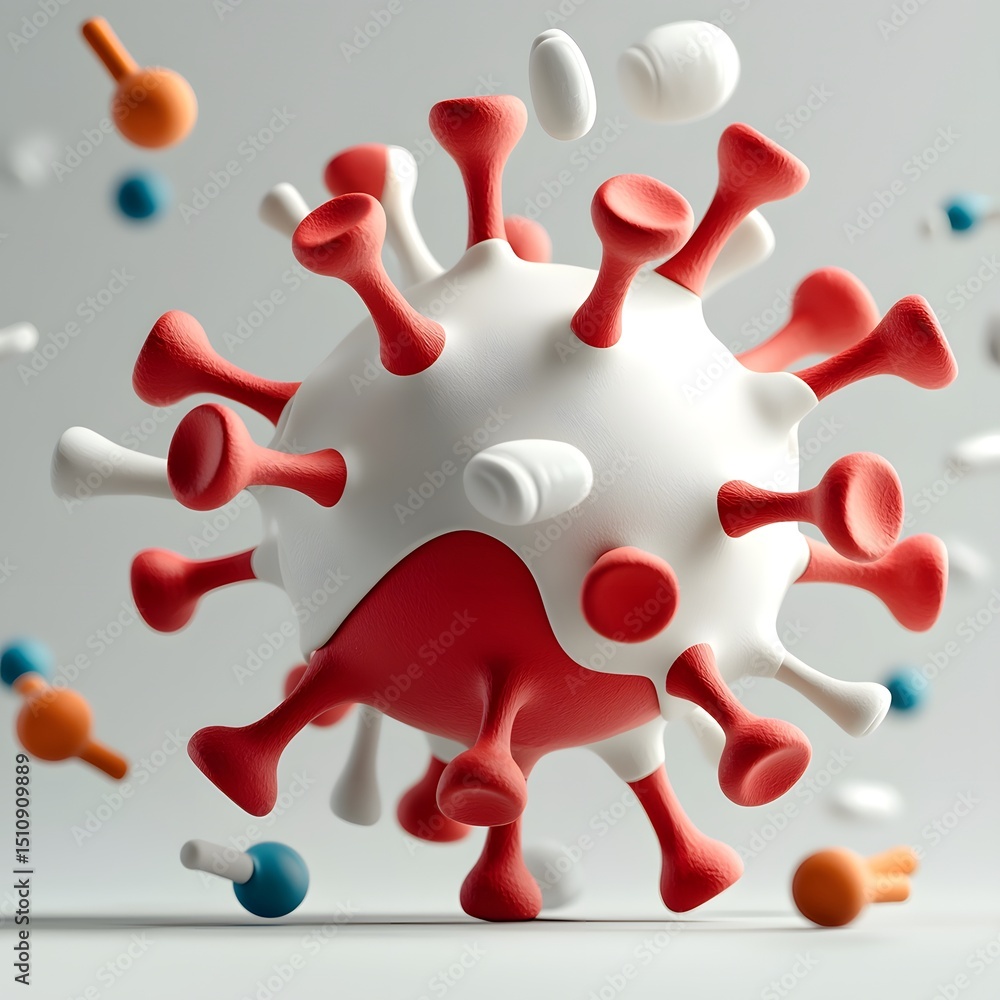 Poster microscopic rendering of a viral structure