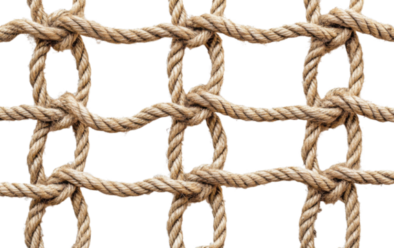 Rope with knots in it is shown in a white background