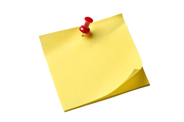 Sticky note pinned office memo reminder isolated on transparent background