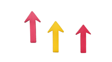 Three Arrows Pointing Upwards on Transparent Background