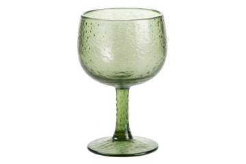 Elegant green wine glass stemware goblet isolated on transparent background