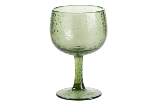 Elegant green wine glass stemware goblet isolated on transparent background