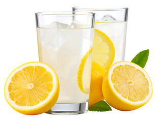  lemonade glass, sliced lemon, condensation