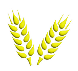 Ears of wheat symbols. Wheat silhouettes. Wheat vector icons 3d
