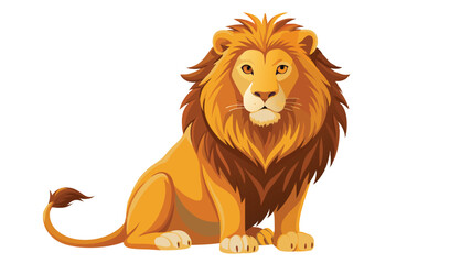 Majestic african lion sitting isolated on white