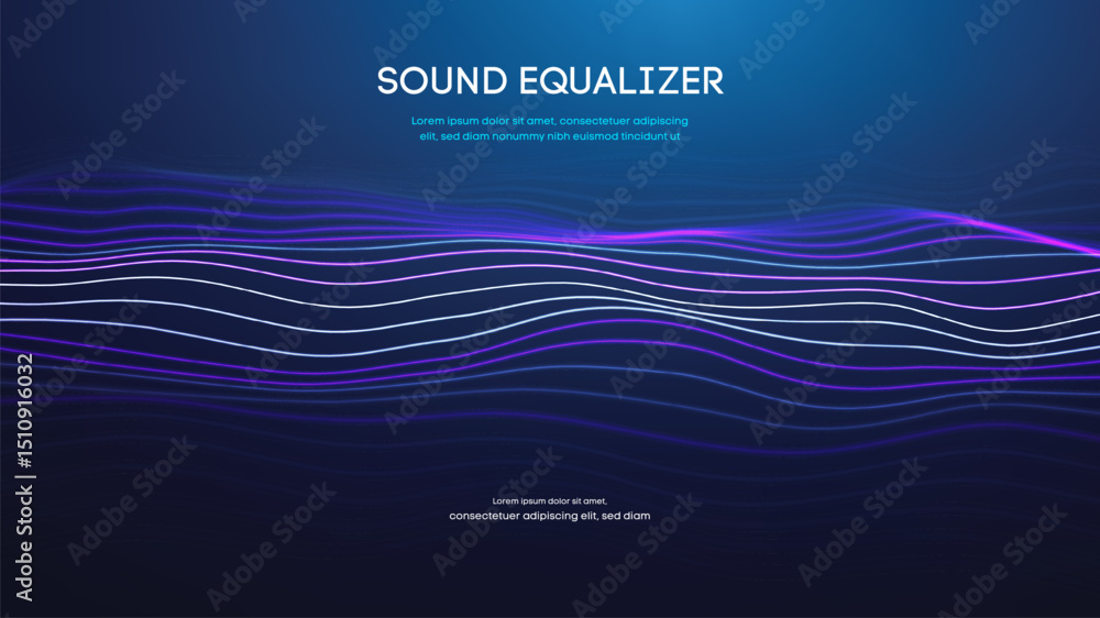 Poster sound equalizer wave abstract background. music radio digital ai. audio frequency voice beat effect.