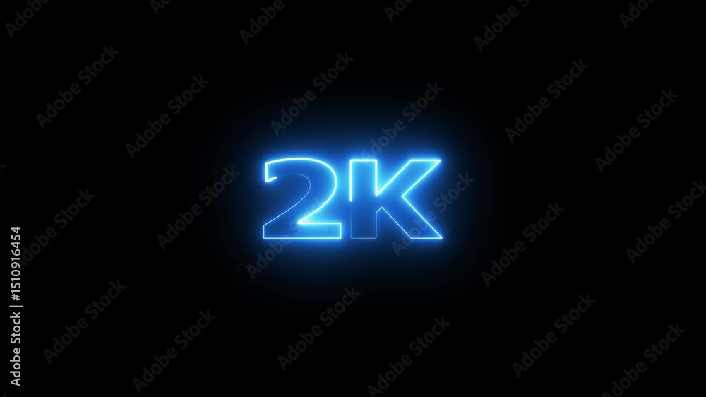 Poster 2k electric lighting text with animation on black background, 2k subscribers thank you text font wit