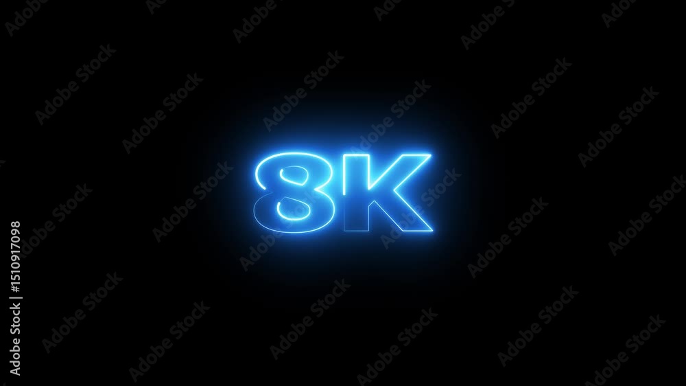 Poster 8k electric lighting text with animation on black background, 8k subscribers thank you text font wit