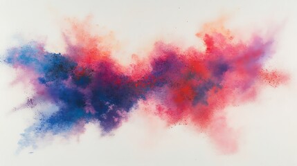 Abstract Colorful Powder Explosion on White Backdrop for Creative Design Projects, Art, and Backgrounds.