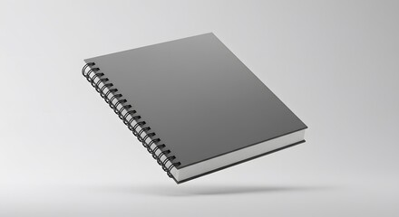 Gray Spiral Notebook Mockup:  Clean Design, Blank Template for Branding and Mockups