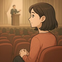 Woman Listening to Speech Illustration