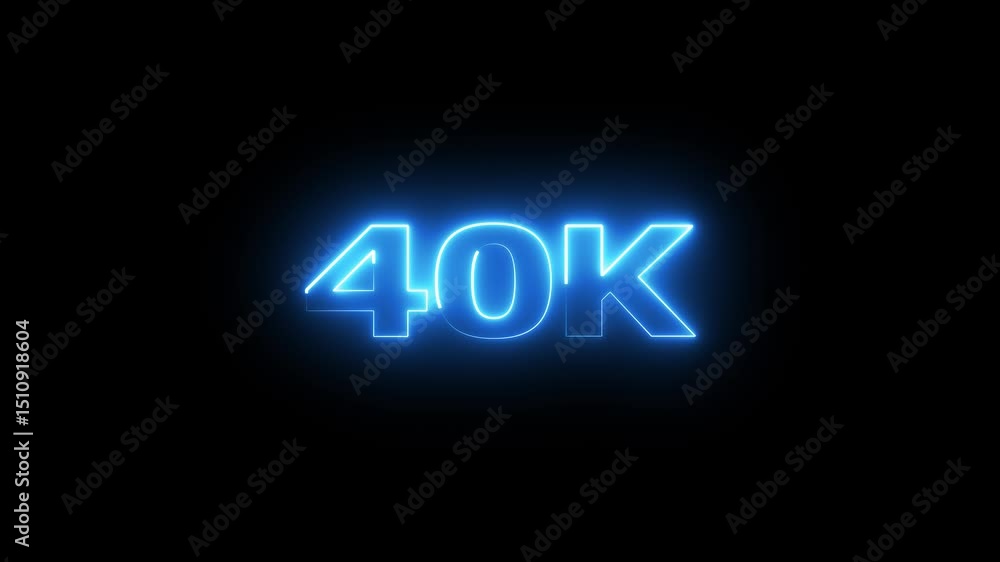 Poster 40k electric lighting text with animation on black background, 40k subscribers thank you text font w