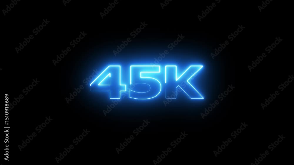 Poster 45k electric lighting text with animation on black background,45k subscribers thank you text font wi