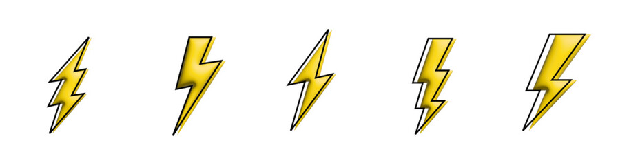 Set lightning bolt 3d