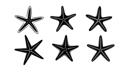 Starfish: A collection of black starfish silhouettes, capturing the serene elegance of marine life and coastal ecosystems in graphic detail. 