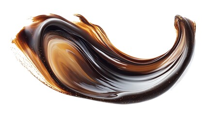 Abstract Liquid Swirl with Golden Accents, Smooth Gradient Flowing Texture, Minimalist Artistic Motion on Isolated White Background, Modern Design.