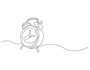 Alarm clock continuous line. Continuous one line drawing of alarm clock. Deadline, business concept. Single line drawing