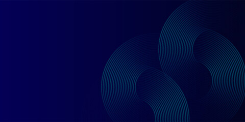 Abstract glowing circle lines on dark blue background. Geometric stripe line art design. Modern shiny blue lines. simple modern
