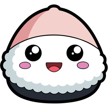 Cute Spam Musubi Cartoon Character Vector Illustration
