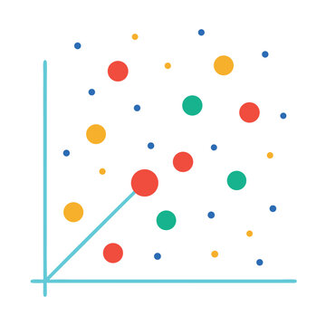 Colorful scatter plot data visualization on white background