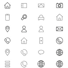 Collection of Simple Black and White Line Icons on White Background