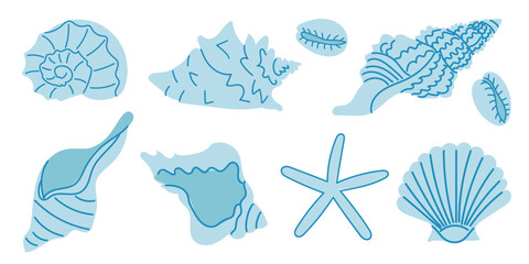 A Beautiful Collection Featuring Exquisite Illustrations of Shells and Starfish Art