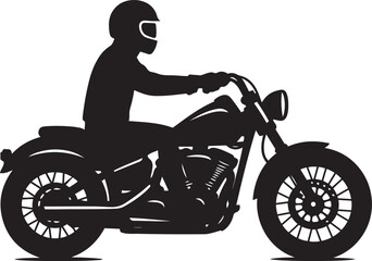 Fototapeta premium Silhouette of a motorcyclist on a custom chopper motorcycle.