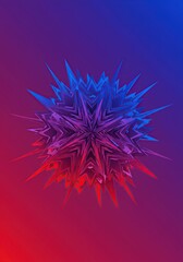 Abstract, vibrant, geometric sphere with radiating, spiky,  explosive design.  Gradient background
