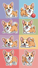 Obraz premium Mobile Cute Dog sticker icon Set