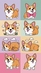 Mobile Cute Dog sticker icon Set