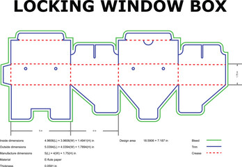 Locking window box die cut template line art design