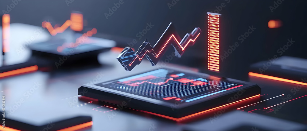 Poster abstract glowing digital graph display