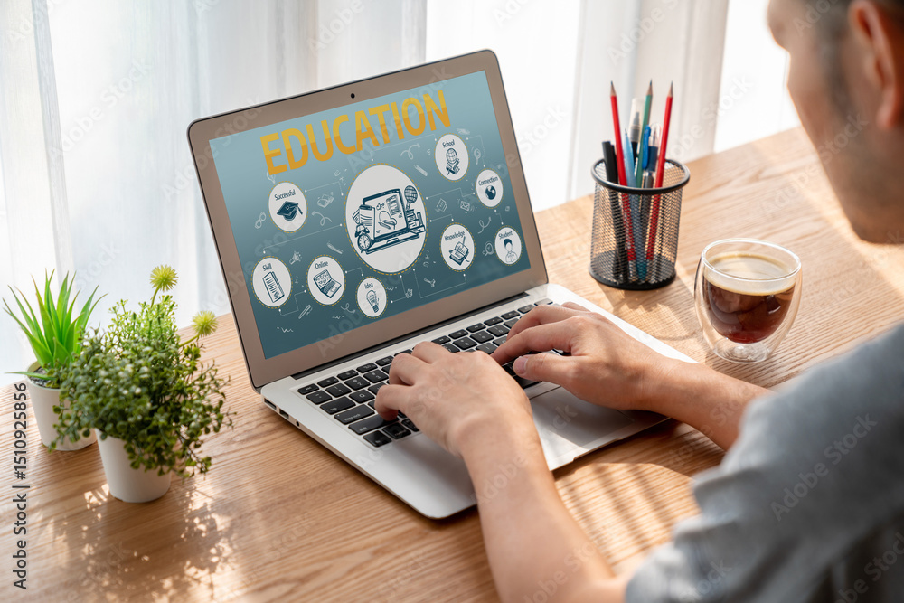 Poster e-learning website with sofware for student to study online on the internet network snugly