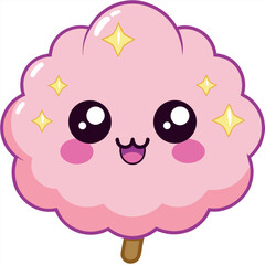 Naklejka premium Cute Cotton Candy Vector Illustration Kawaii Sweet Treat Design