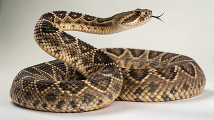 Eastern Diamondback Rattlesnake on studio background