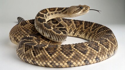 Eastern Diamondback Rattlesnake on studio background