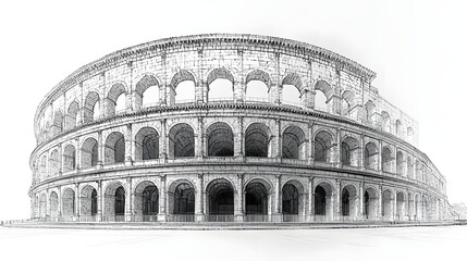 Architectural sketch of a grand Roman amphitheater