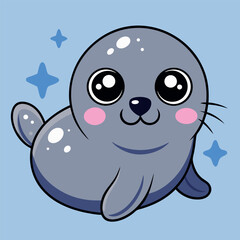 Fototapeta premium Cute Cartoon Seal Vector Illustration Animal Graphic Design